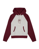Fleece Logo Head Raglan Hood, Oatmeal Maroon