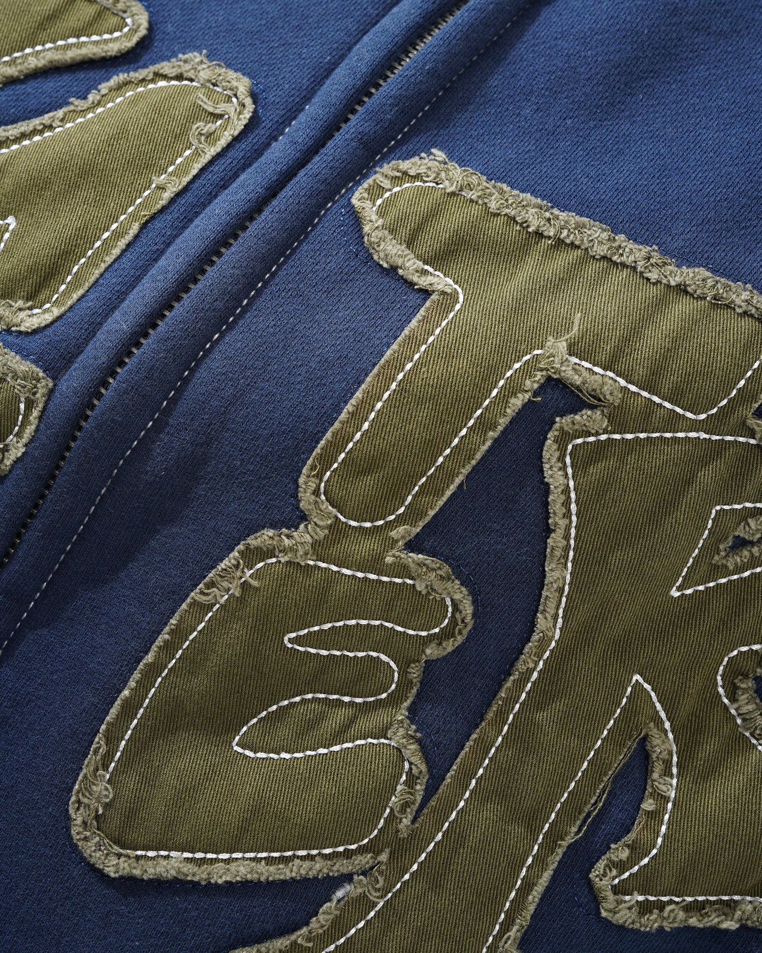 Fabric Applique Zip-Thru Hood, Navy