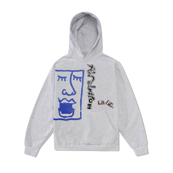 Lo-Fi Faces Pullover Hood, Ash Grey