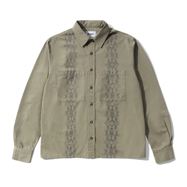 Butter Goods Fade Button Up Shirt, Washed Fatigue
