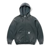 Faded Waffle Zip-Thru Hood, Washed Black