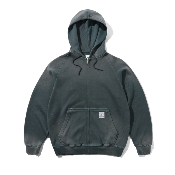 Butter Goods Faded Waffle Zip-Thru Hood, Washed Black