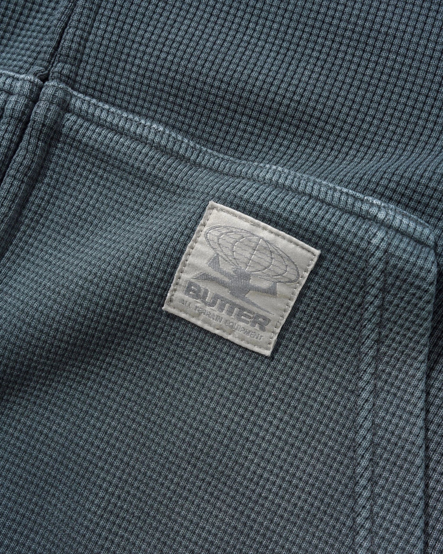 Faded Waffle Zip-Thru Hood, Washed Black