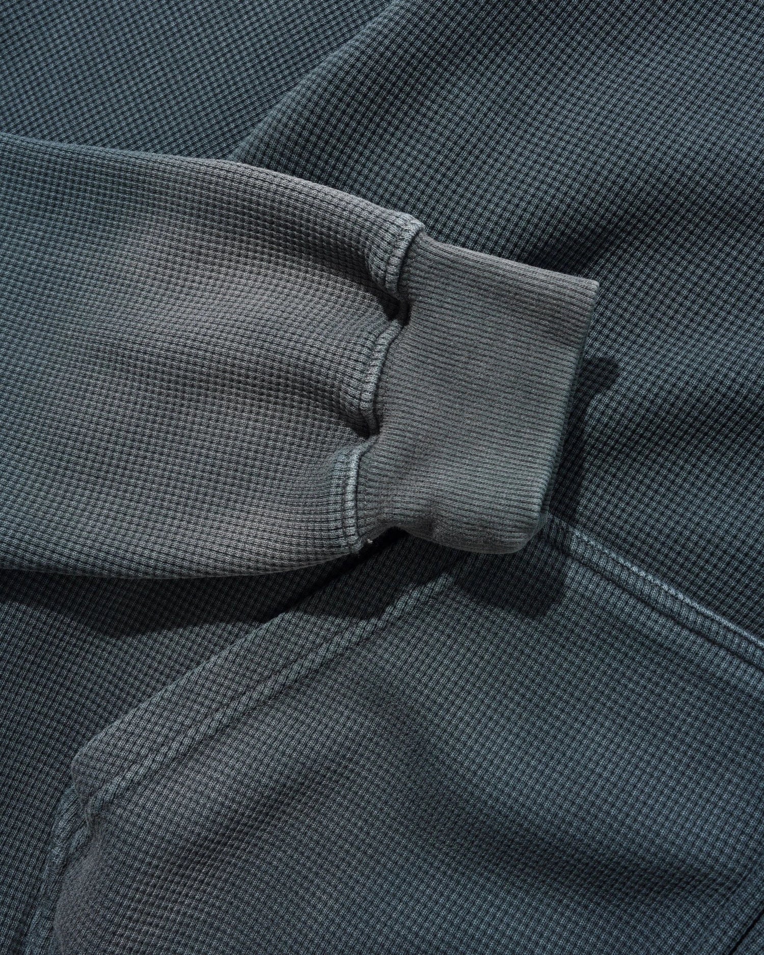 Faded Waffle Zip-Thru Hood, Washed Black