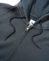 Faded Waffle Zip-Thru Hood, Washed Black