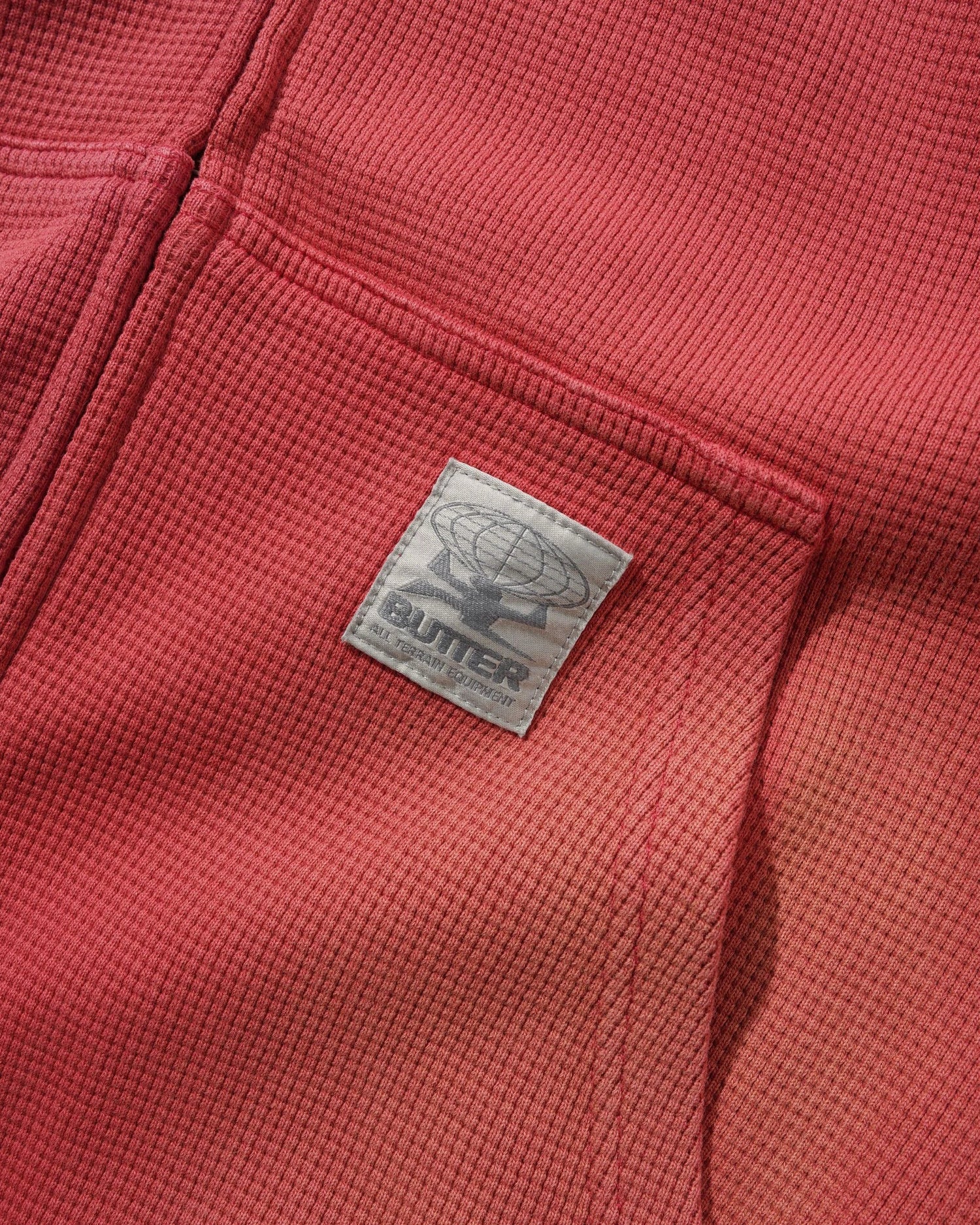 Faded Waffle Zip-Thru Hood, Washed Red