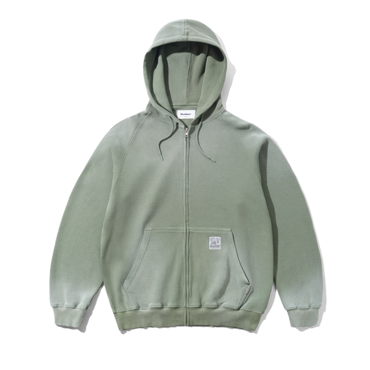 Faded Waffle Zip-Thru Hood, Washed Sage