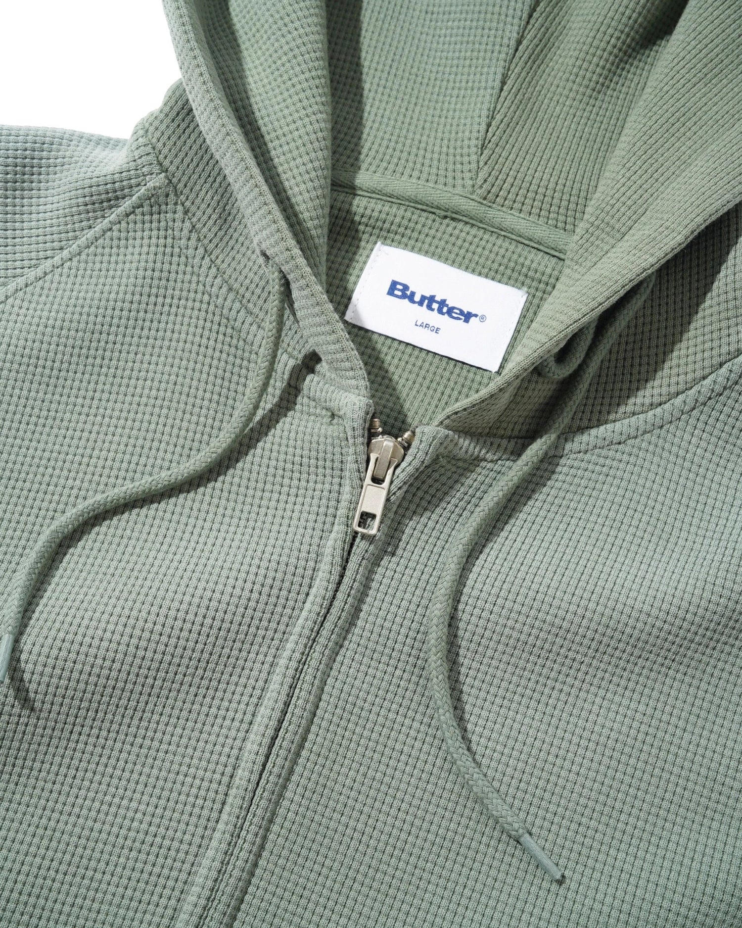 Faded Waffle Zip-Thru Hood, Washed Sage