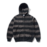 Faded Waffle Zip-Thru Hood, Washed Black