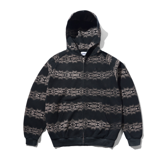 Faded Waffle Zip-Thru Hood, Washed Black