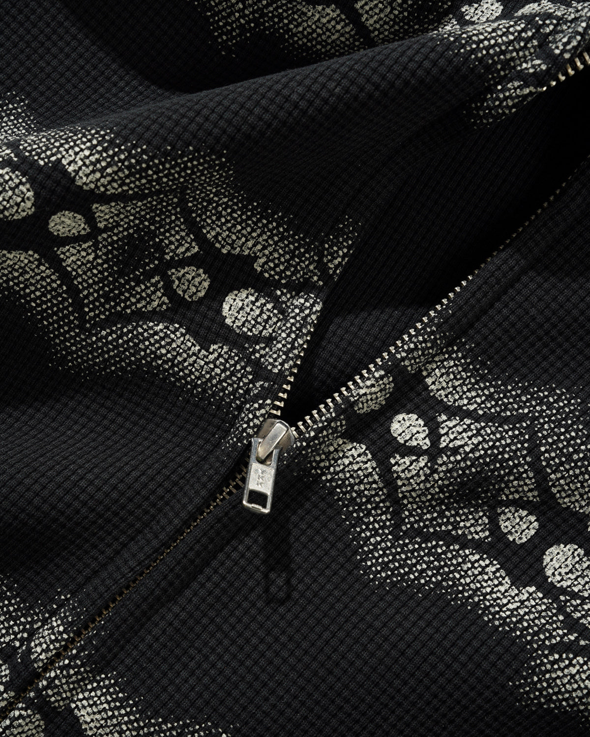 Faded Waffle Zip-Thru Hood, Washed Black