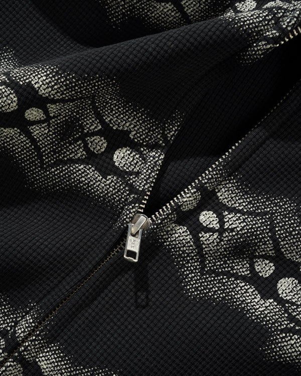 Butter Goods Faded Waffle Zip-Thru Hood, Washed Black