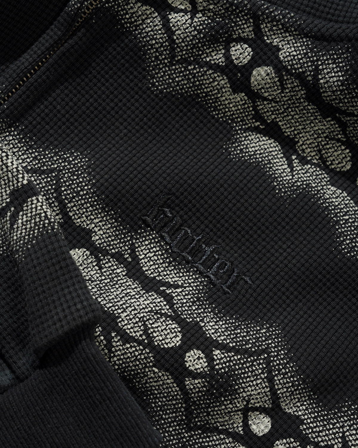 Faded Waffle Zip-Thru Hood, Washed Black