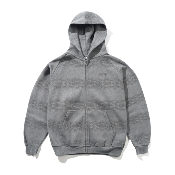 Butter Goods Faded Waffle Zip-Thru Hood, Washed Grey