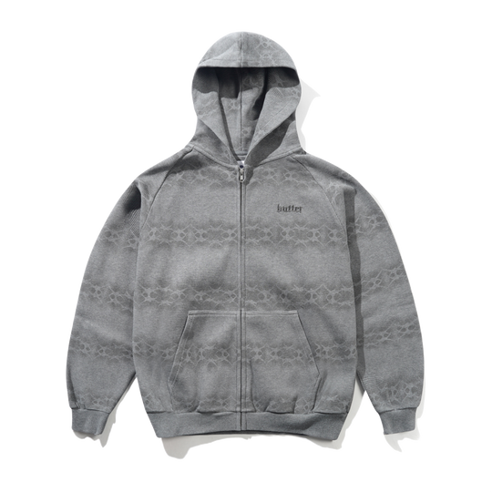 Faded Waffle Zip-Thru Hood, Washed Grey