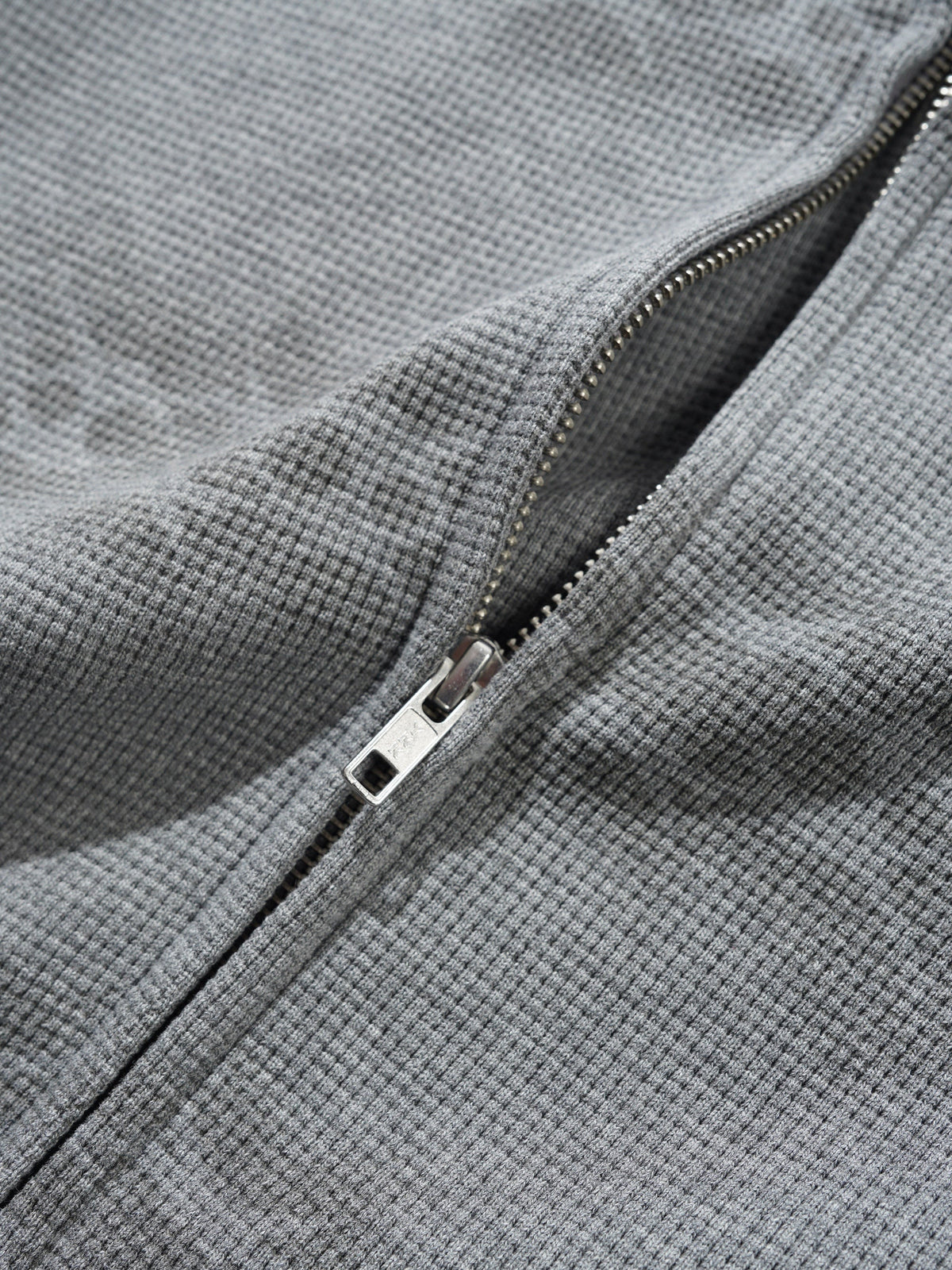 Faded Waffle Zip-Thru Hood, Washed Grey