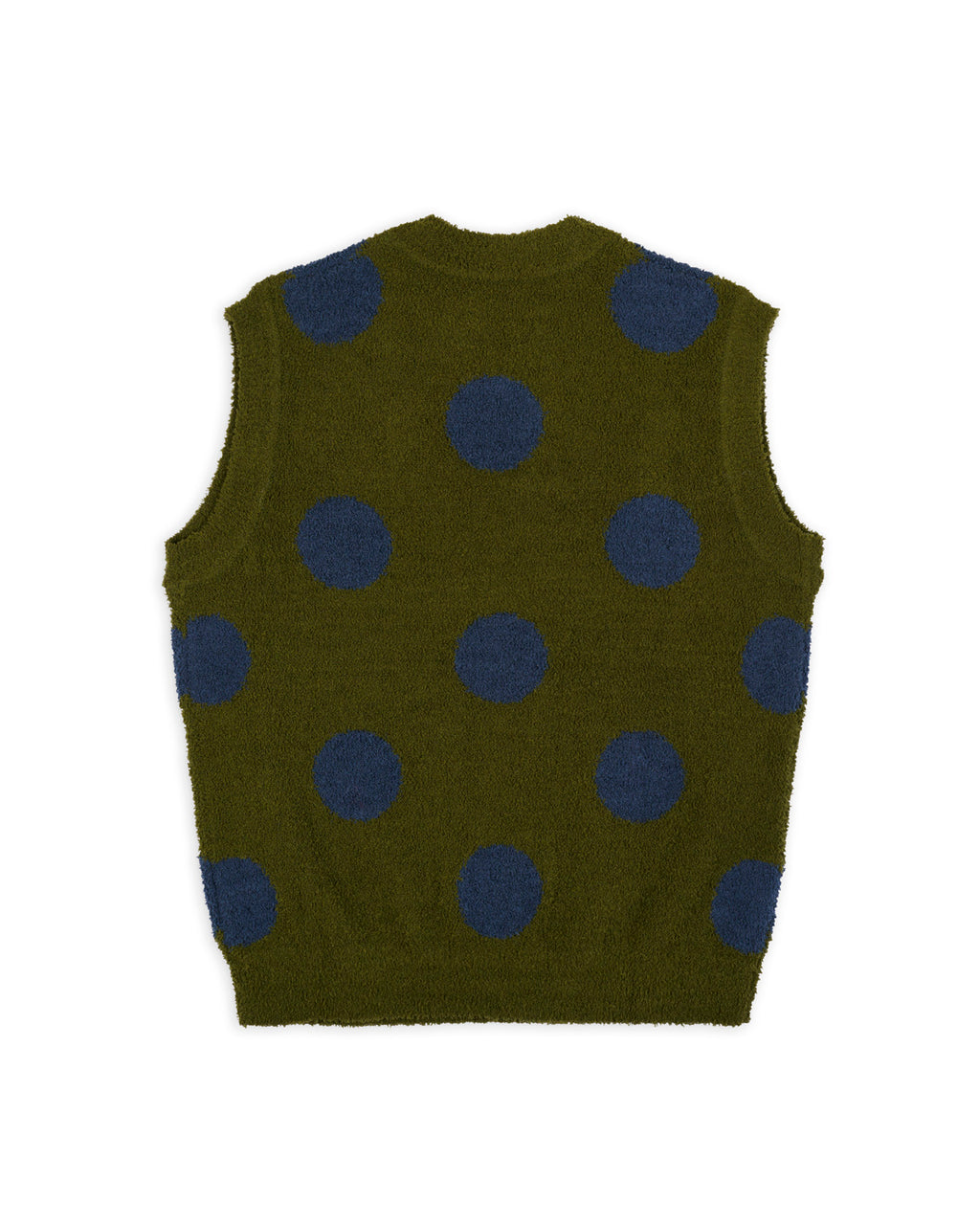Teddy Fur Dot Knit Sweater Vest, Olive