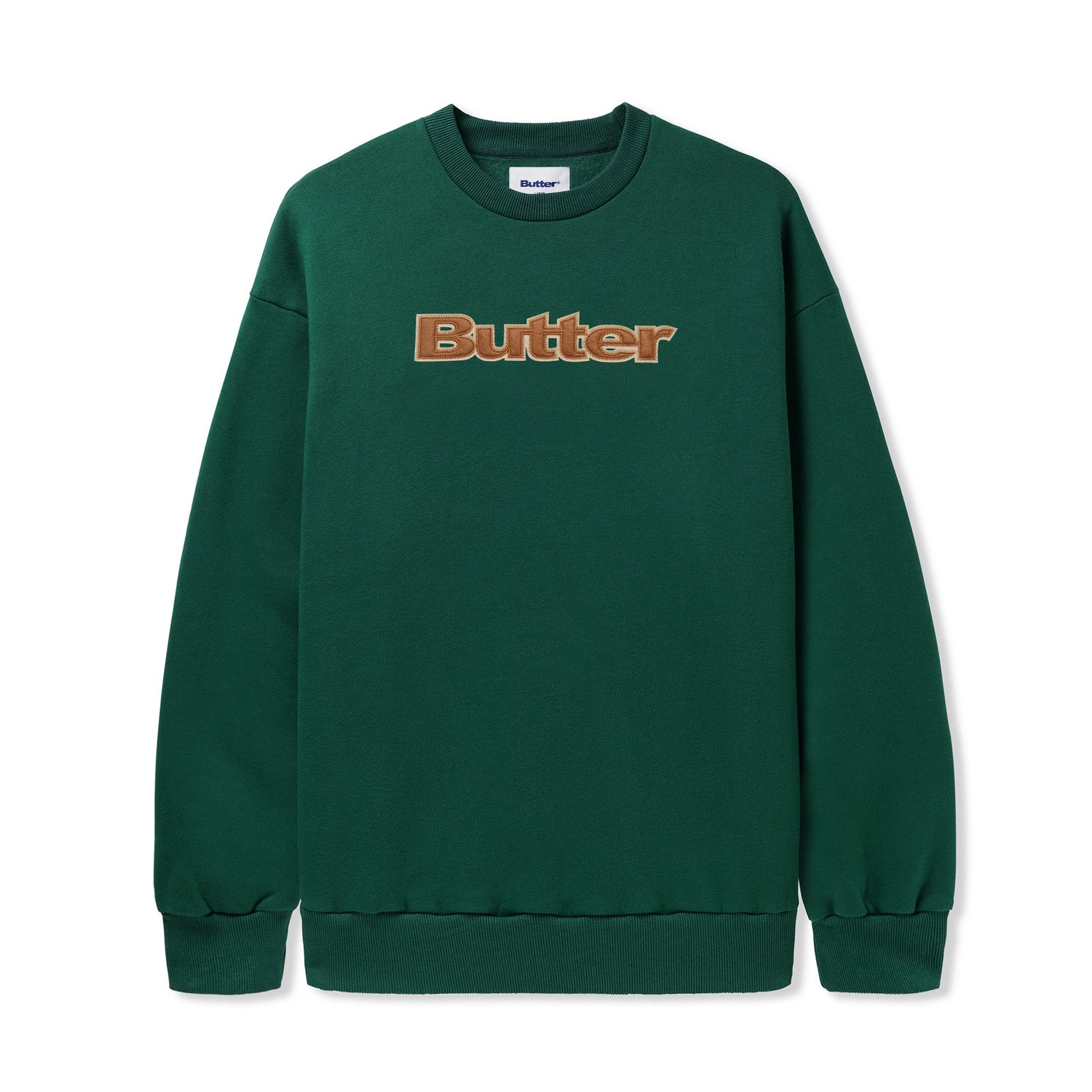 Felt Logo Applique Crewneck, Forest Green