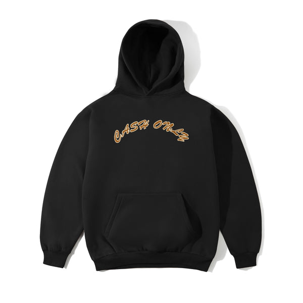 Cash Only Felt Applique Logo Pullover Hood, Black