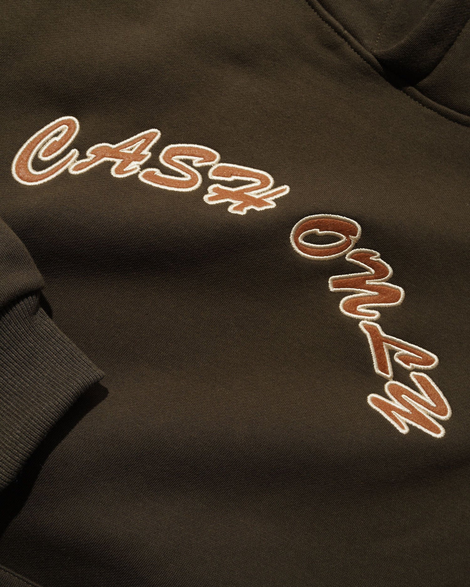 Felt Applique Logo Pullover Hood, Brown