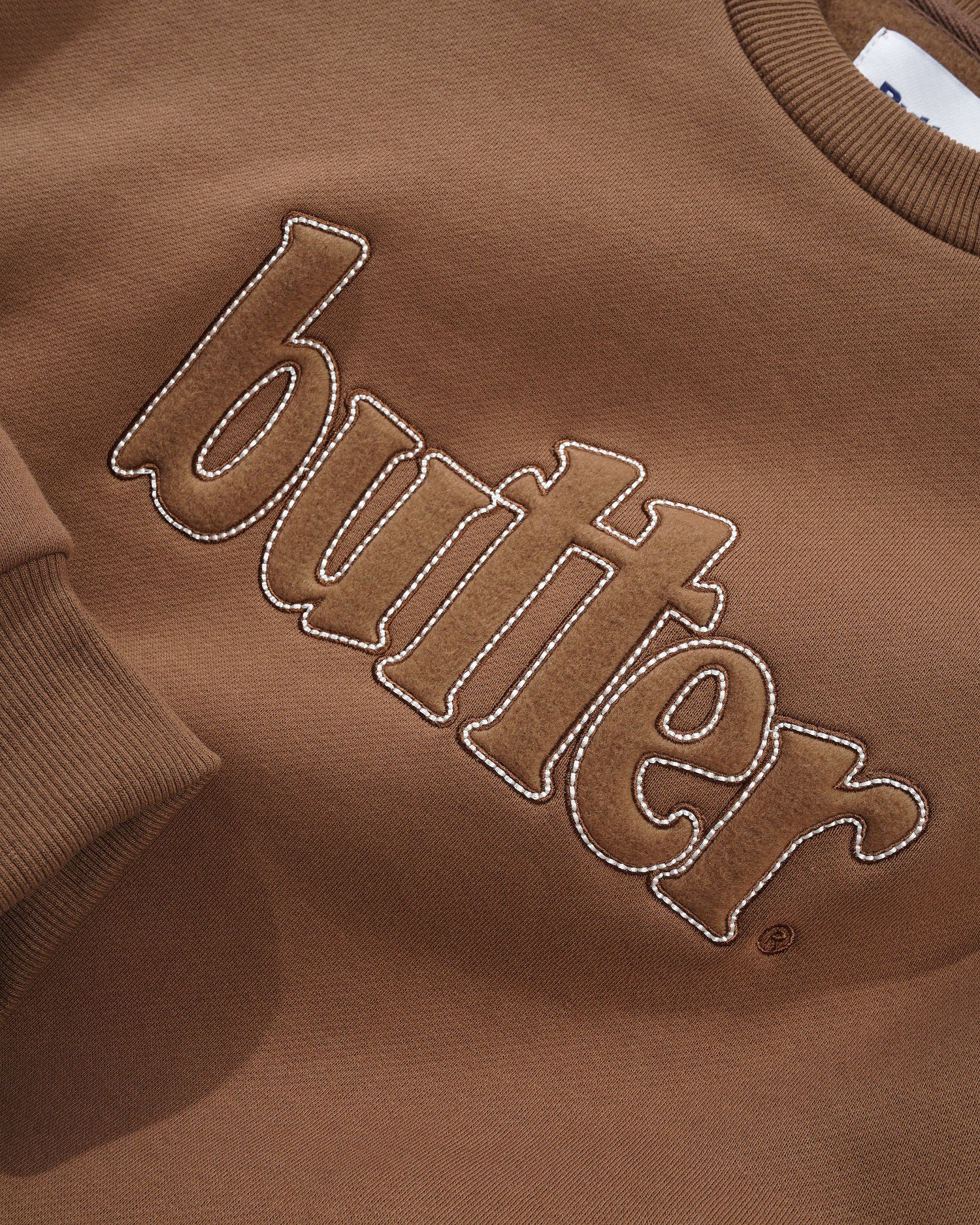 Fleece Applique Crewneck, Brown