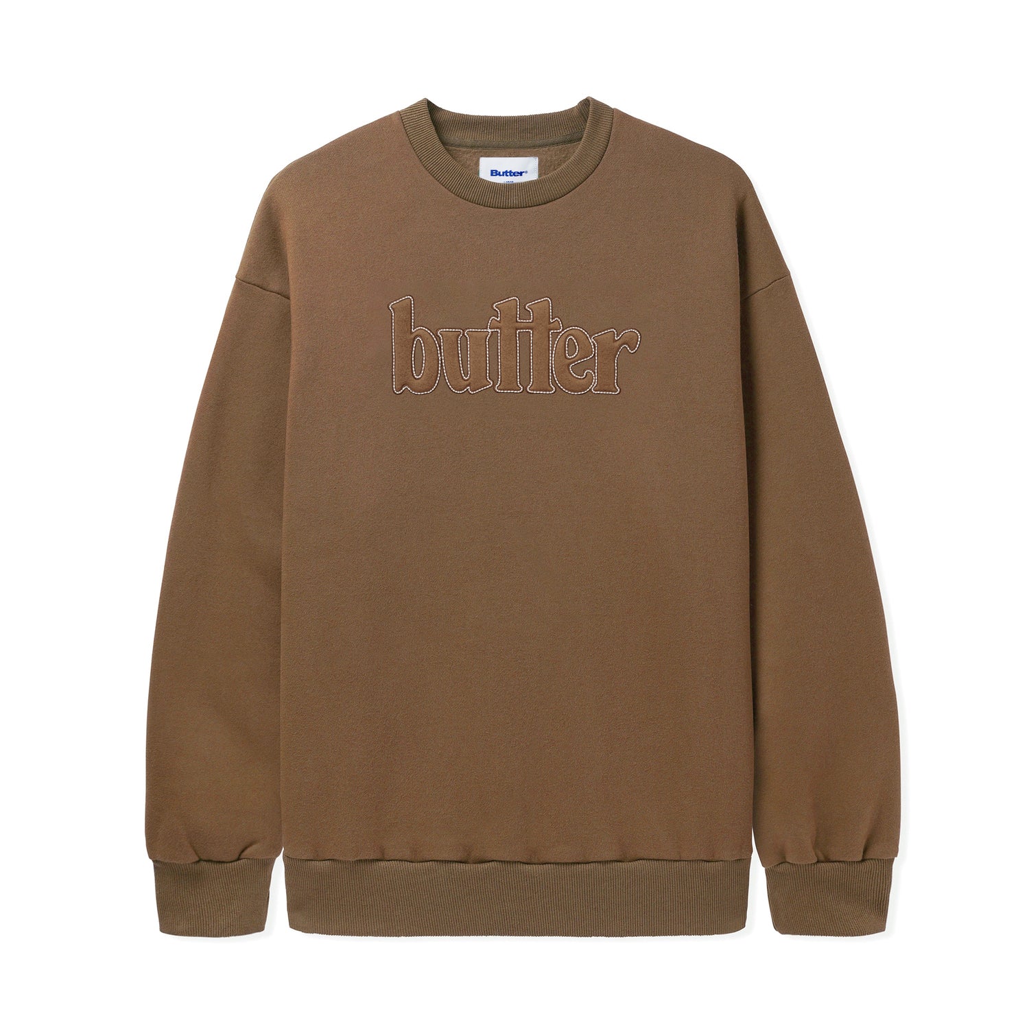 Fleece Applique Crewneck, Brown