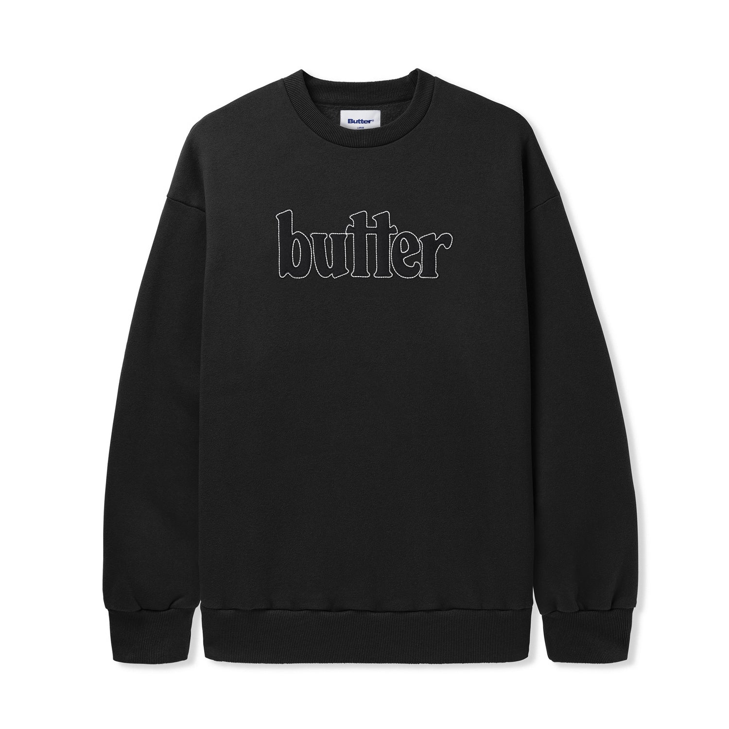 Fleece Applique Crewneck, Black