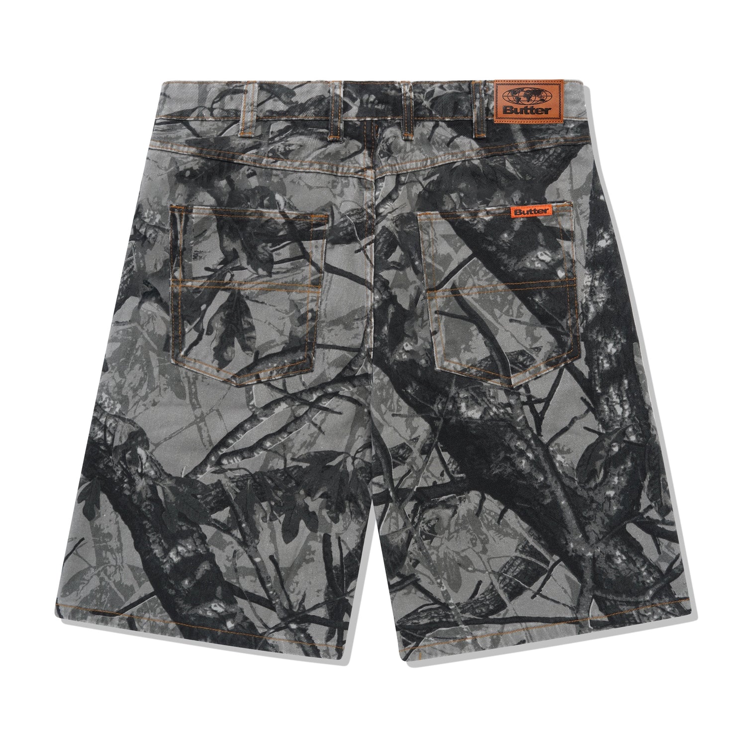 Foliage Camo Denim Shorts, Black