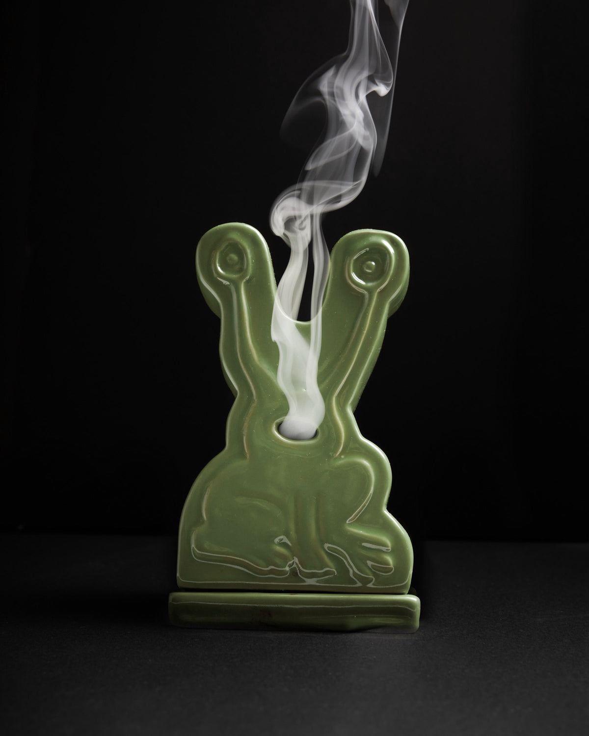 Frog Ceramic Incense Holder, Light Green