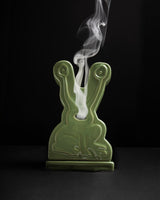 Frog Ceramic Incense Holder, Light Green