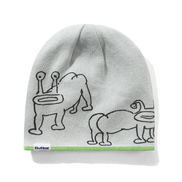 Butter Goods Frog Reversible Beanie, Lime / Grey