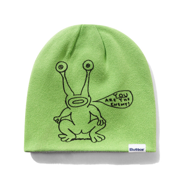 Butter Goods Frog Reversible Beanie, Lime / Grey