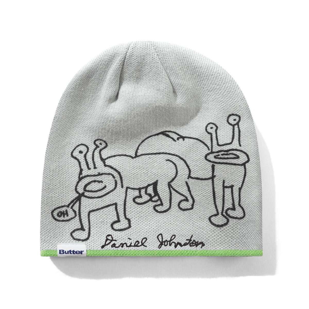 Frog Reversible Beanie, Lime / Grey