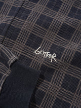 Funnel Neck Waffle Zip-Thru, Navy Plaid
