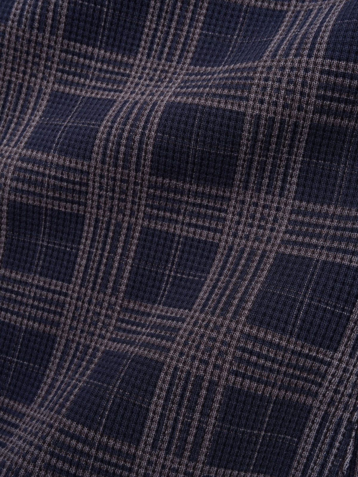 Funnel Neck Waffle Zip-Thru, Navy Plaid