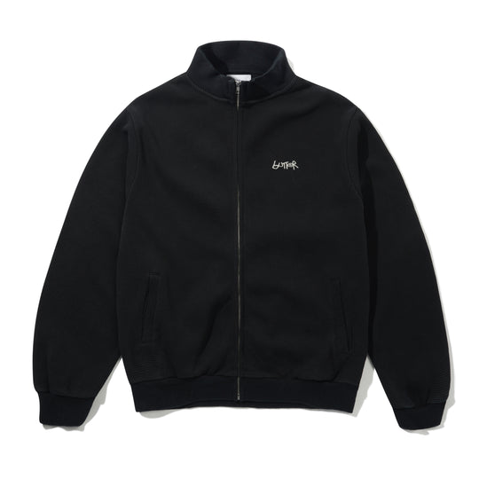 Funnel Neck Waffle Zip-Thru, Washed Black