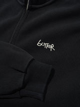 Funnel Neck Waffle Zip-Thru, Washed Black