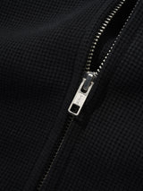 Funnel Neck Waffle Zip-Thru, Washed Black