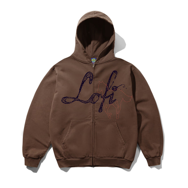 Lo-Fi Gallop Zip-Thru Hood, Brown