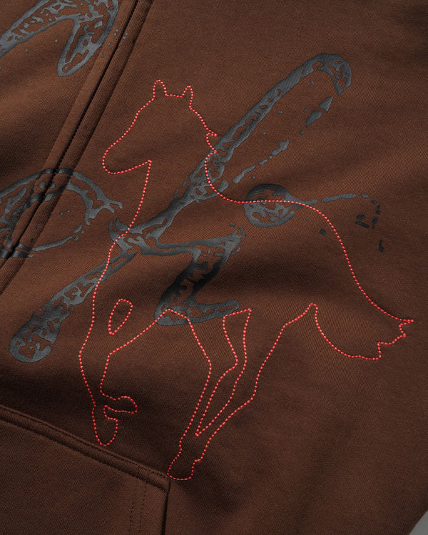 Lo-Fi Gallop Zip-Thru Hood, Brown