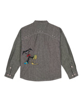 Garden Party Chambray Button Up Shirt, Grey