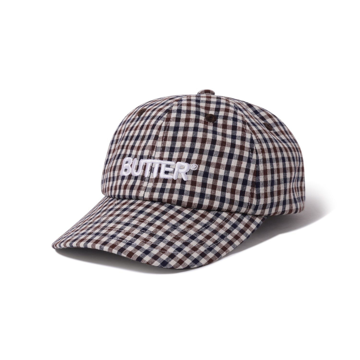 Gingham 6 Panel Cap, Brown / Navy