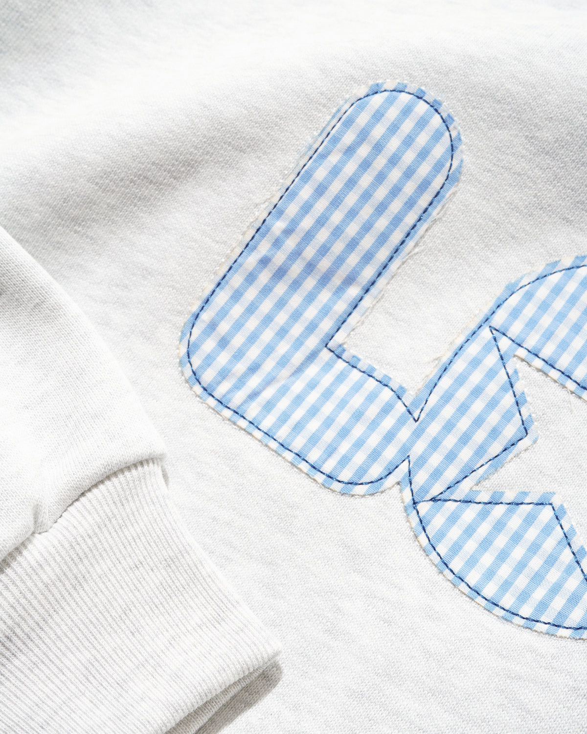 Gingham Applique Crewneck, Ash