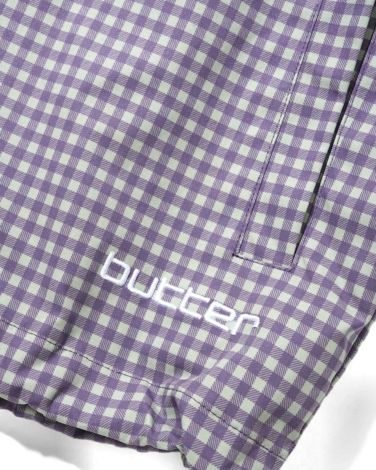 Gingham Nylon Jacket, Green / Purple