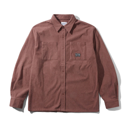 Grid Cord Overshirt, Brick