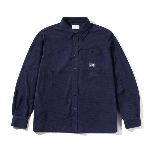 Grid Cord Overshirt, Navy