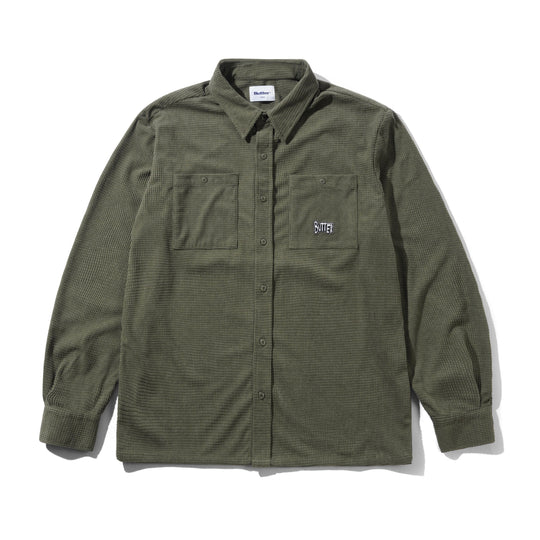 Grid Cord Overshirt, Olive