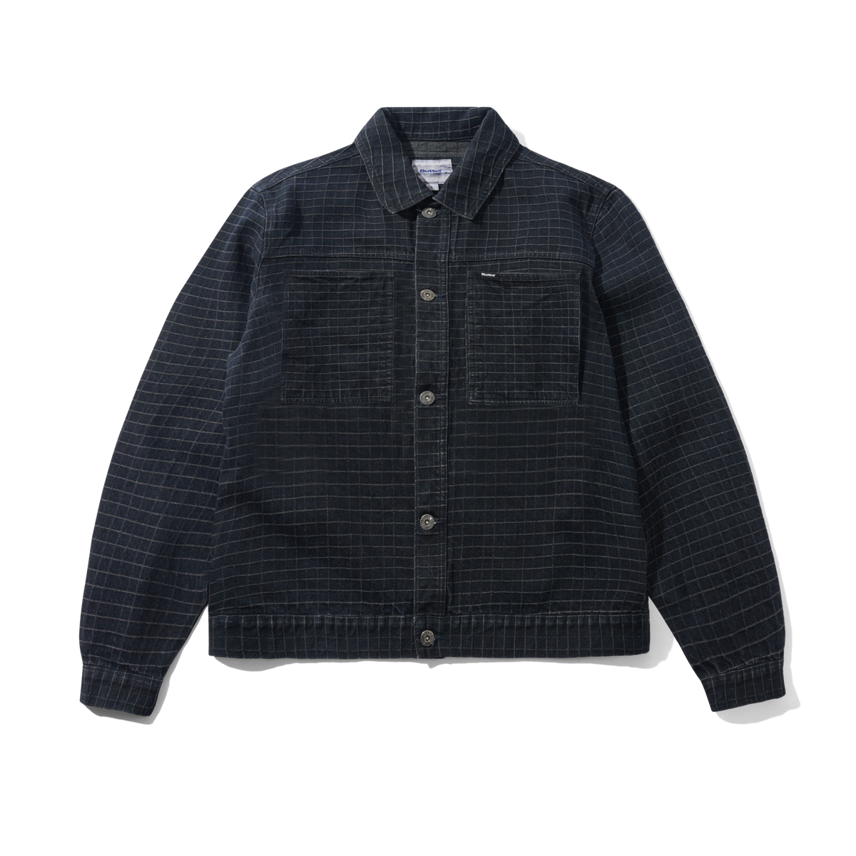 Grid Denim Jacket, Overdye Black