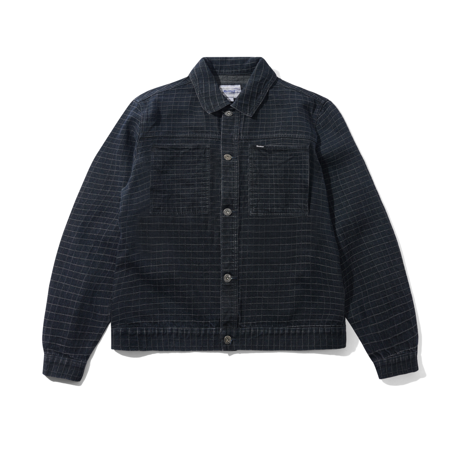 Grid Denim Jacket, Overdye Black