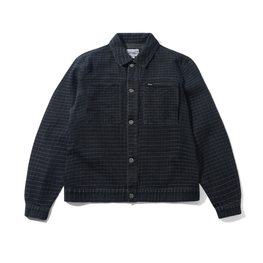 Grid Denim Jacket, Overdye Black